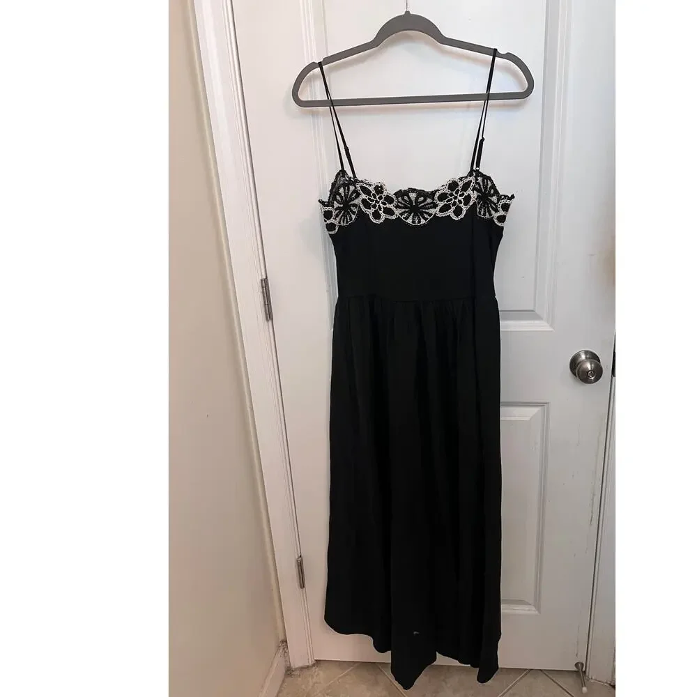 J. Crew Crochet Mixy Dress L Black Whimsigoth Boho Romantic Coquette Resortwear